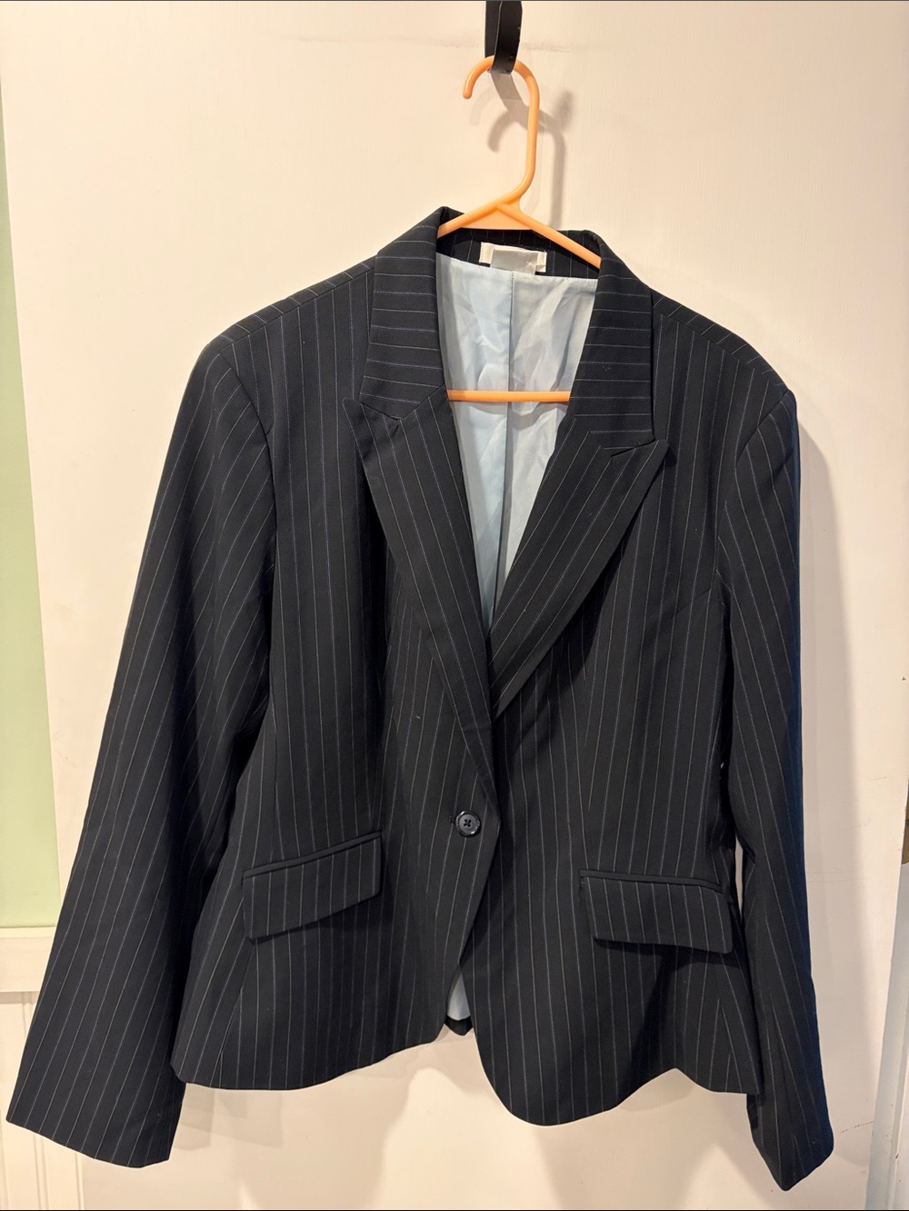 Van Heusen Navy Pinstripe Jacket with Light Blue Lining XL